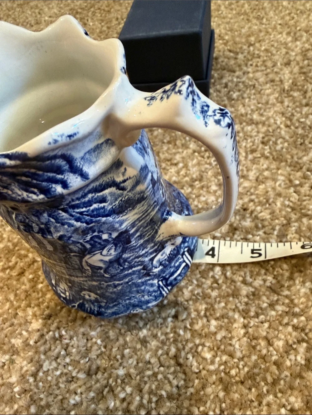 Blue Transferware Ceramic Creamer/Pitcher